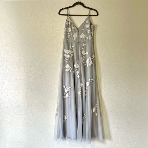 Anthropology BHLDN Bethany Bridesmaid Dress Size 2 US Gray Fairy Core Wedding - Picture 8 of 16